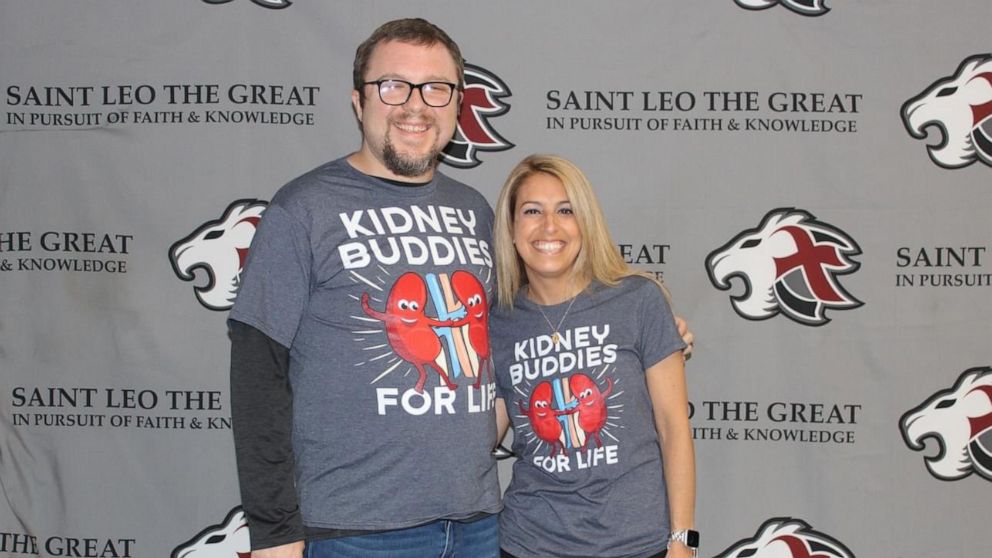 PHOTO: Michael Daneman, a teacher at Saint Leo the Great School in Lincroft, N.J., donated a kidney to fellow teacher Lauren Crupi in June 2023.