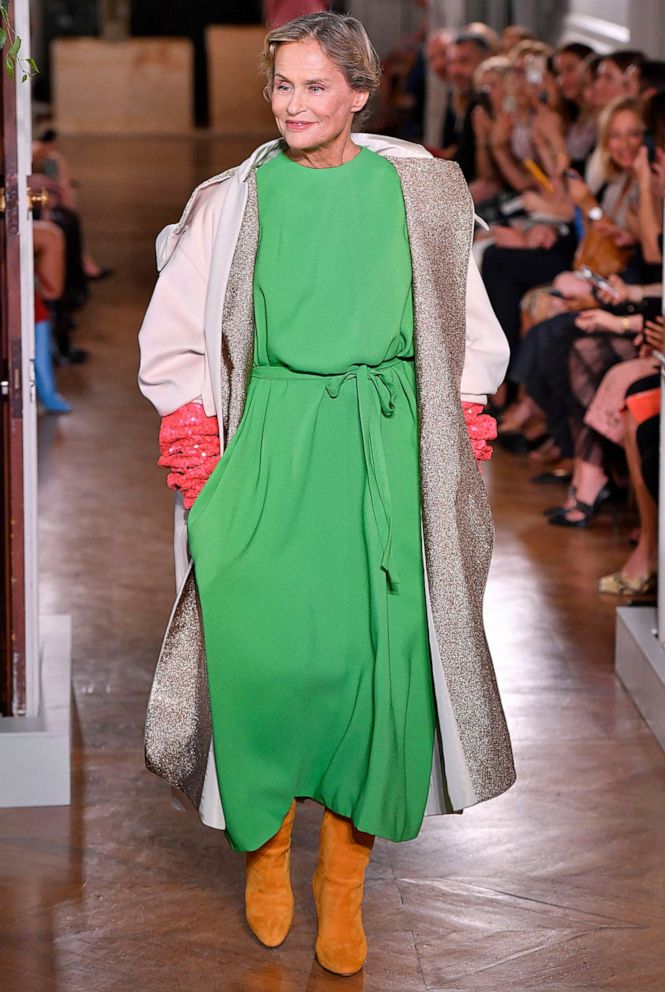 PHOTO: Lauren Hutton walks the runway during the Valentino Fall/Winter during Paris Fashion Week on July 03, 2019, in Paris.