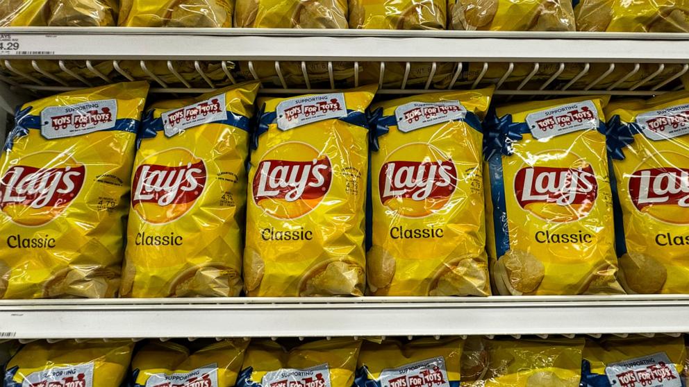 PHOTO: Lay's packaging are seen at the grocery store in Las Vegas, Nov. 17, 2023. 