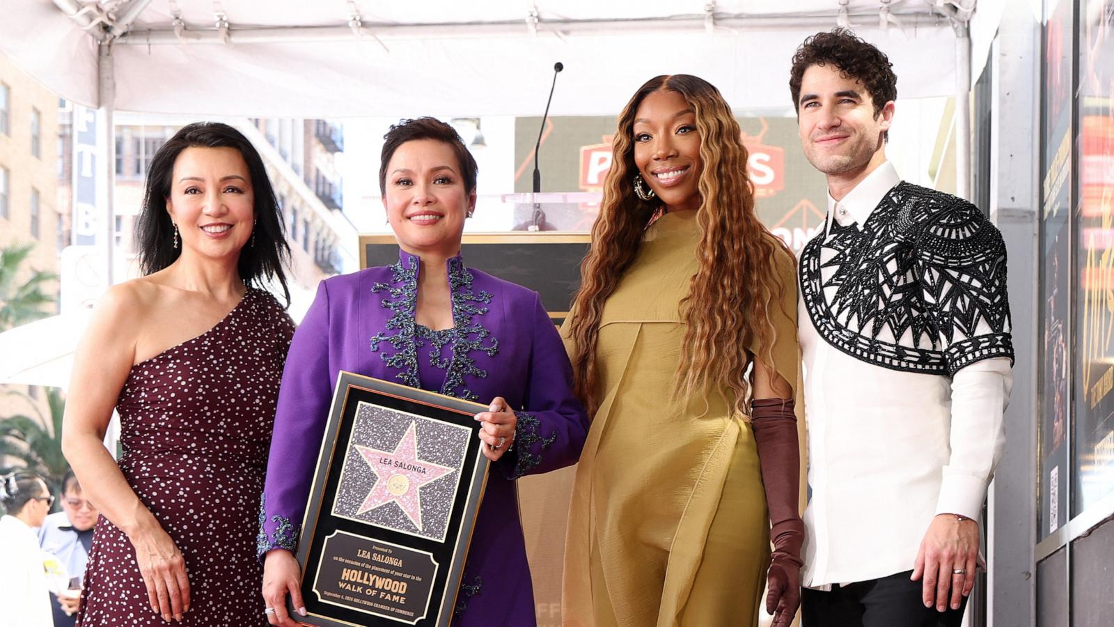 PHOTO: Ming-Na Wen, Lea Salonga, Brandy and Darren Criss pose during Salonga's Hollywood Walk of Fame star unveiling ceremony in the Hollywood neighborhood of Los Angeles on Sept. 4, 2026.