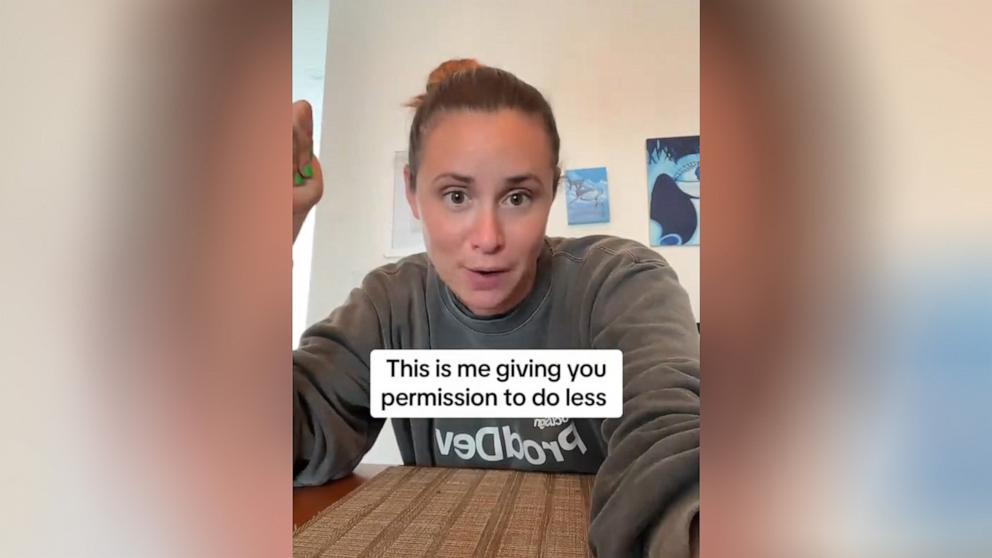 PHOTO: Leah Ova shared a TikTok video encouraging fellow parents to be “lazier” and let their older kids learn to do tasks and chores themselves.