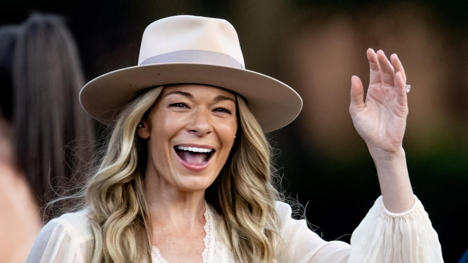 PHOTO: LeAnn Rimes is seen performing during Salute to Service: The United States Army Field Band featuring LeAnn Rimes on July 03, 2024 in Philadelphia, Pennsylvania.