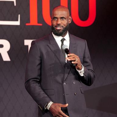 PHOTO: LeBron James speaks onstage during the TIME100 Sports Gala at Pier 60, Chelsea Piers on July 16, 2026 in New York City.