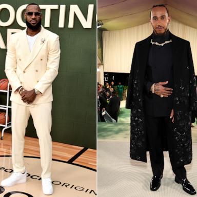 PHOTO: LeBron James attends a premiere on May 31, 2023, in Los Angeles. | Lewis Hamilton attends The 2024 Met Gala Celebrating 