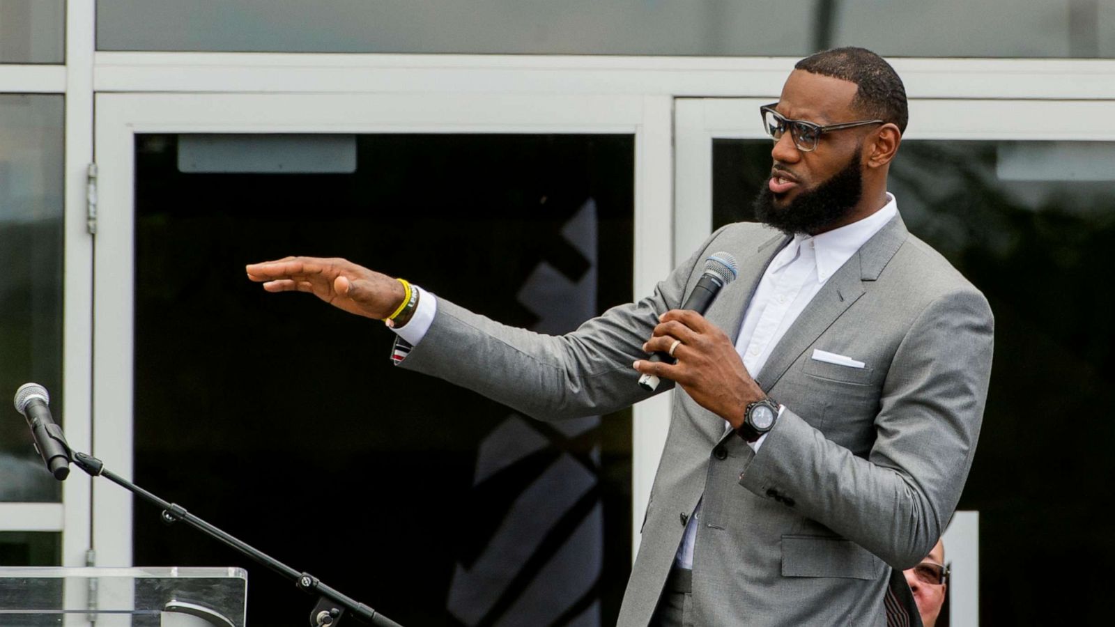 PHOTO: LeBron James speaks at the opening ceremony for the I Promise School in Akron, Ohio, July 30, 2018.