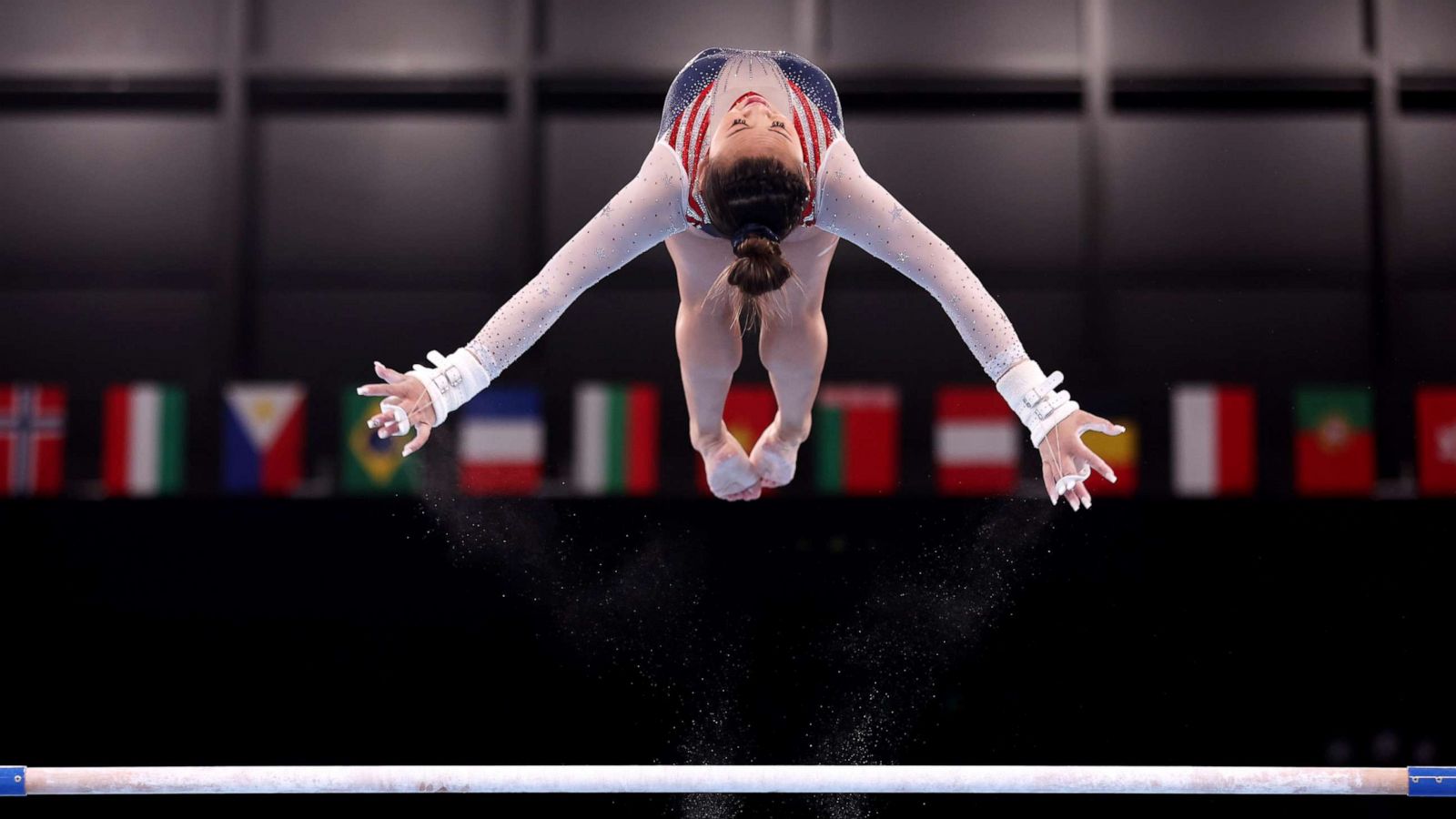 PHOTO: Sunisa Lee of Team United States competes on uneven bars during the Women's All-Around Final on day six of the Tokyo 2020 Olympic Games at Ariake Gymnastics Centre on July 29, 2021 in Tokyo, Japan.