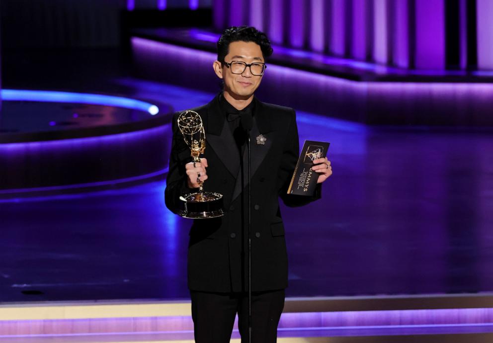 PHOTO: Lee Sung Jin accepts the Outstanding Directing for a Limited or Anthology Series or Movie award for "Beef" onstage during the 75th Primetime Emmy Awards at Peacock Theater on Jan. 15, 2024 in Los Angeles.