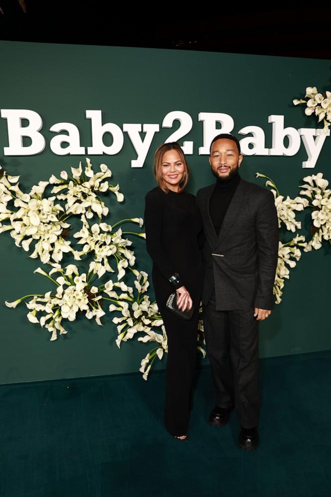 PHOTO: Chrissy Teigen and John Legend attend the 2024 Baby2Baby Gala Presented by Paul Mitchell at Pacific Design Center, Nov. 9, 2024 in Hollywood.