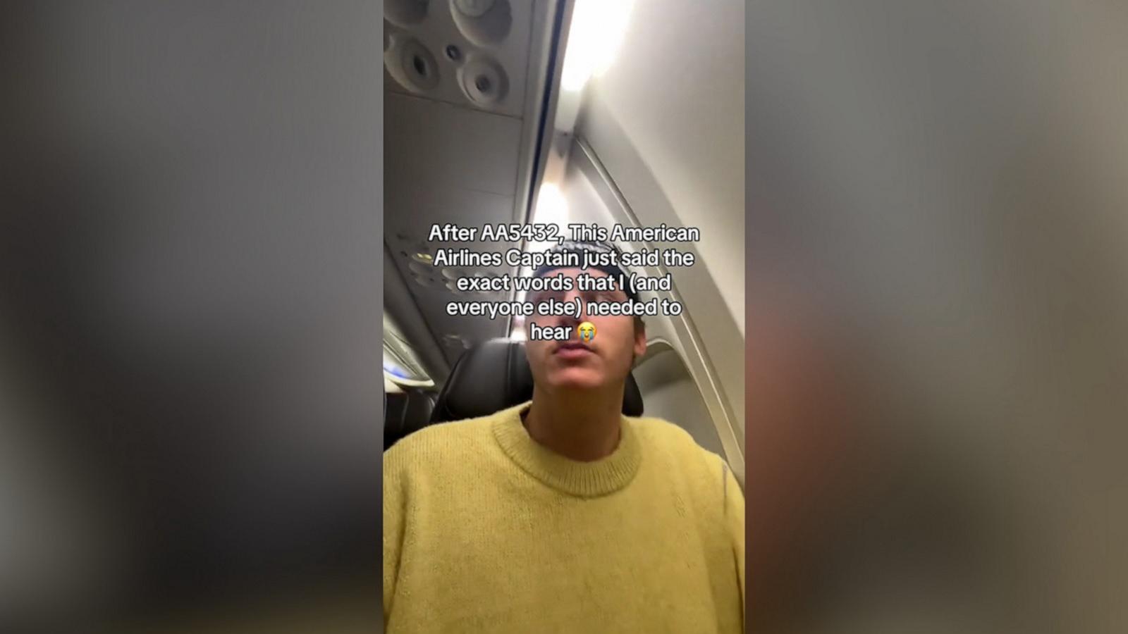 PHOTO: Leighton Mixon, a passenger aboard an American Airlines flight, shared the pilot's reassuring words.