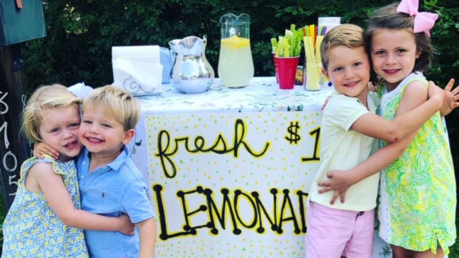 PHOTO: Beatrice and Poppy Weidner with their best friends Jack and Briggs Zerbe had a lemonade stand on their street to raise money for the Cincinnati children's hospital.