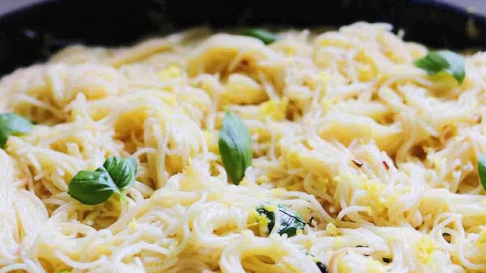 PHOTO: A pan of lemon pasta.