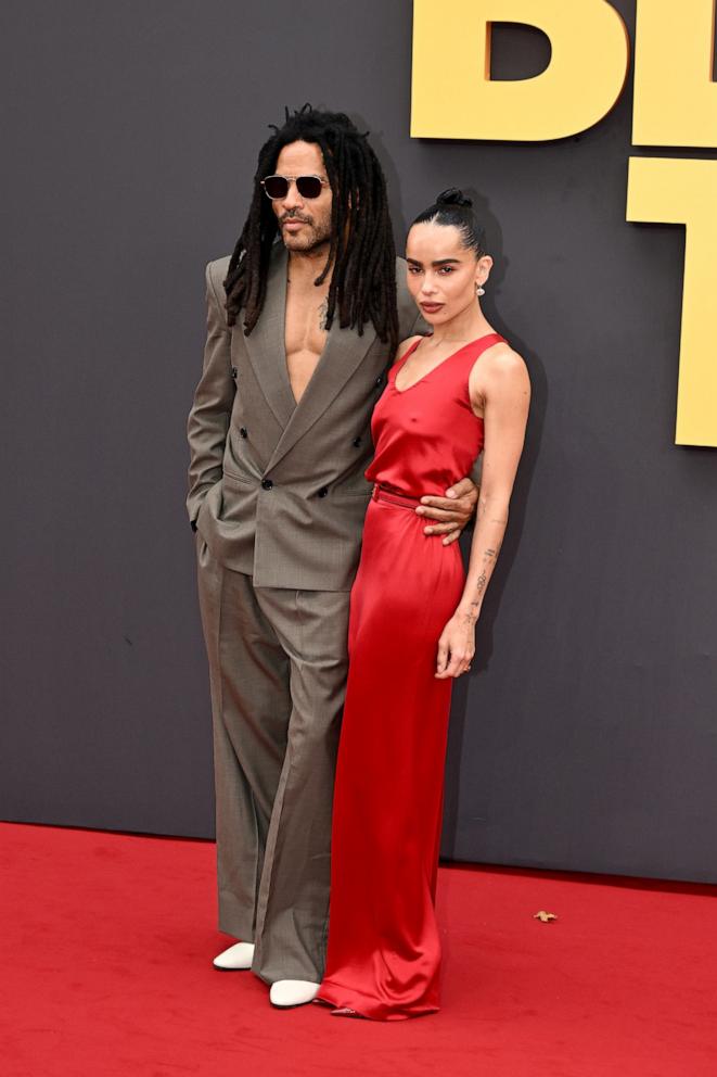 PHOTO: Lenny Kravitz and Zoë Kravitz attend the European Premiere of "Blink Twice" at Odeon Luxe Leicester Square on Aug. 19, 2024 in London.