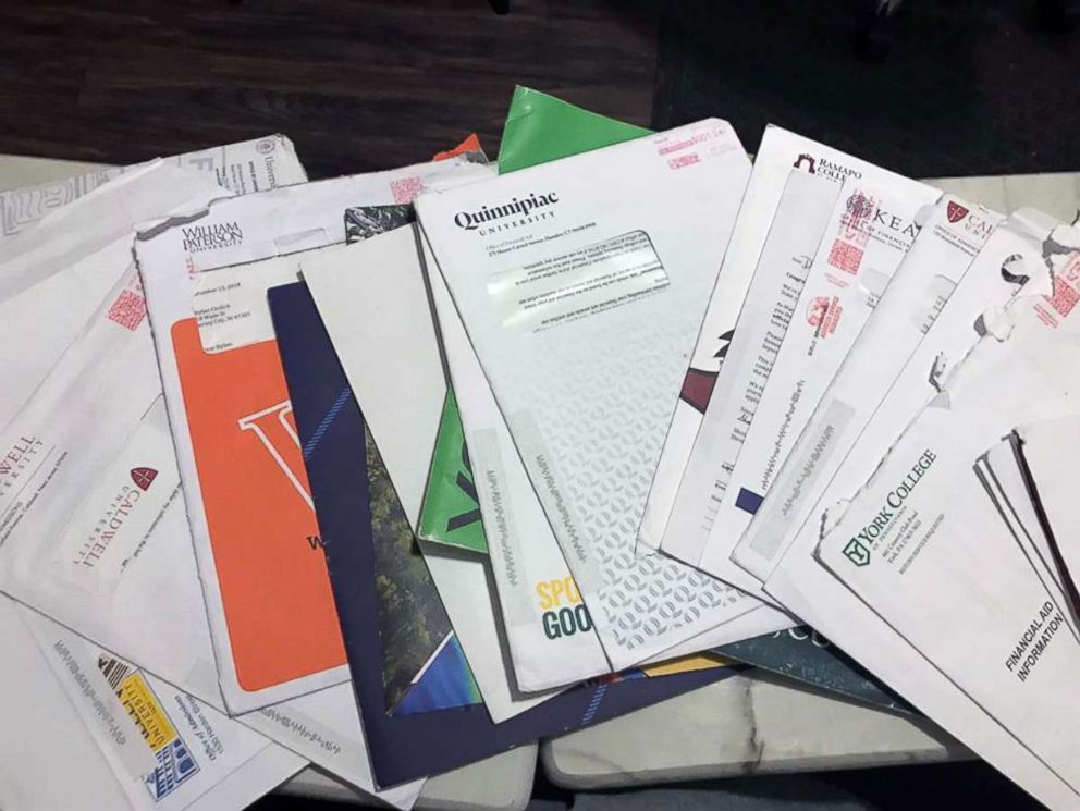 PHOTO: Seen here is a pile of college acceptance letters received by Dylan Chidick, 17, of N.J.