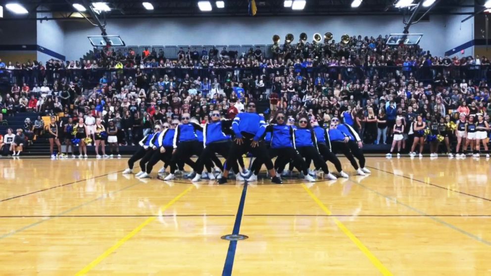 Students erupt as principal slays 'Level Up' challenge during high school  pep rally - Good Morning America