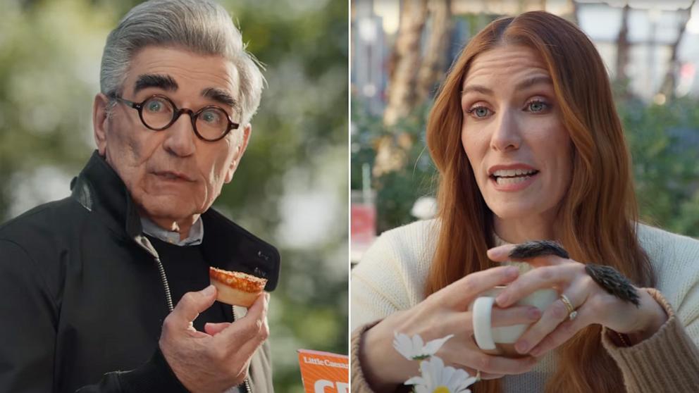 PHOTO: Eugene Levy and his daughter Sarah Levy star in a Little Caesars Pizza commercial that aired Feb. 9, 2025, during Super Bowl LIX.