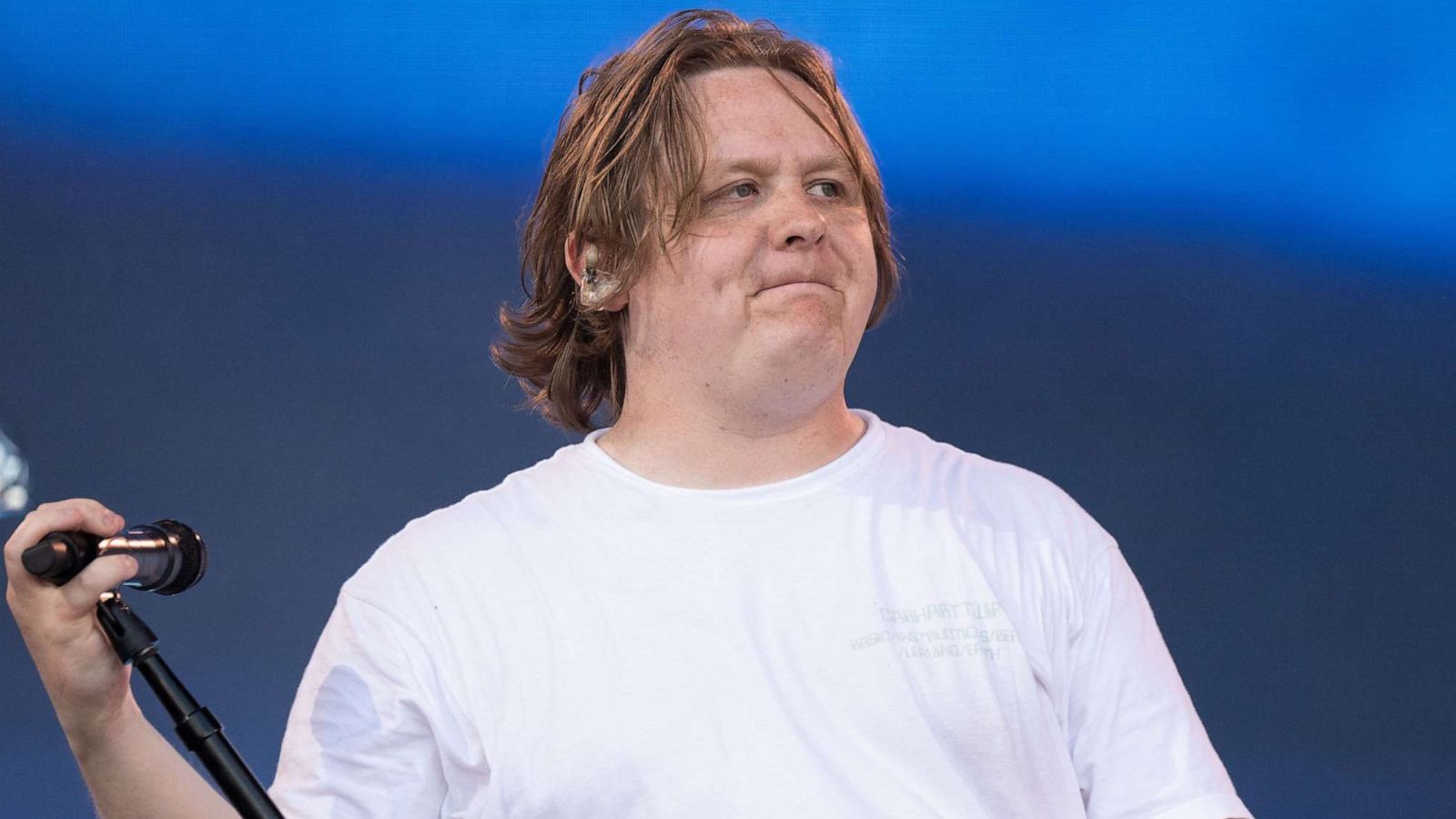 PHOTO: Lewis Capaldi performs on The Pyramid Stage at Glastonbury Festival 2023, June 24, 2023 in Glastonbury, England.