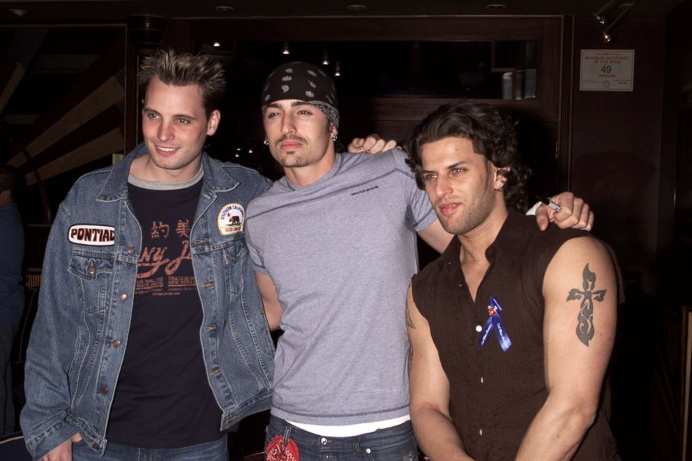 PHOTO: Rich Cronin, Brad Fischetti and Devin Lima, of LFO pose for a photo at the Vanderbilt Theater in Long Island, N.Y., Oct. 12, 2001.