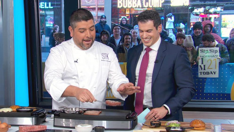 PHOTO: STK Steakhouse's Robert Liberato shares tips on "GMA" to help home cooks elevate their burger game in 2025.