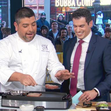 PHOTO: STK Steakhouse's Robert Liberato shares tips on "GMA" to help home cooks elevate their burger game in 2025.