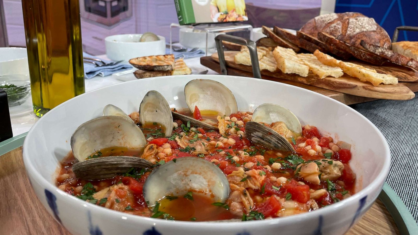 PHOTO: Author and TV personality Lidia Bastianich makes a tomato soup with fregola and clams.