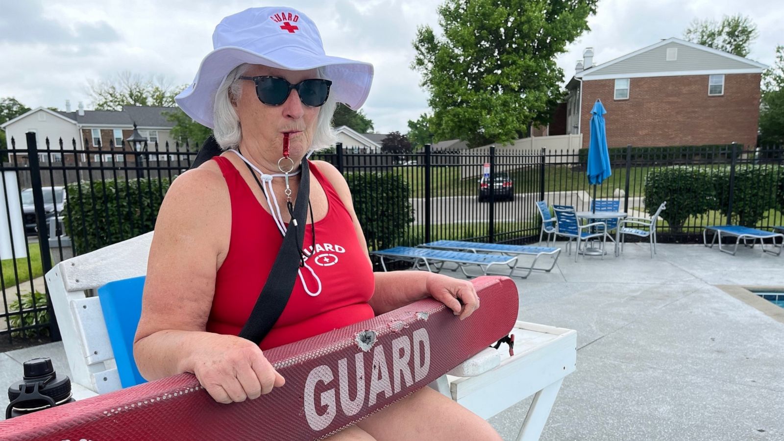 PHOTO: Gail Rodgers came out of retirement to become a lifeguard when she noticed there was a lifeguard shortage at her condo's residential pool.