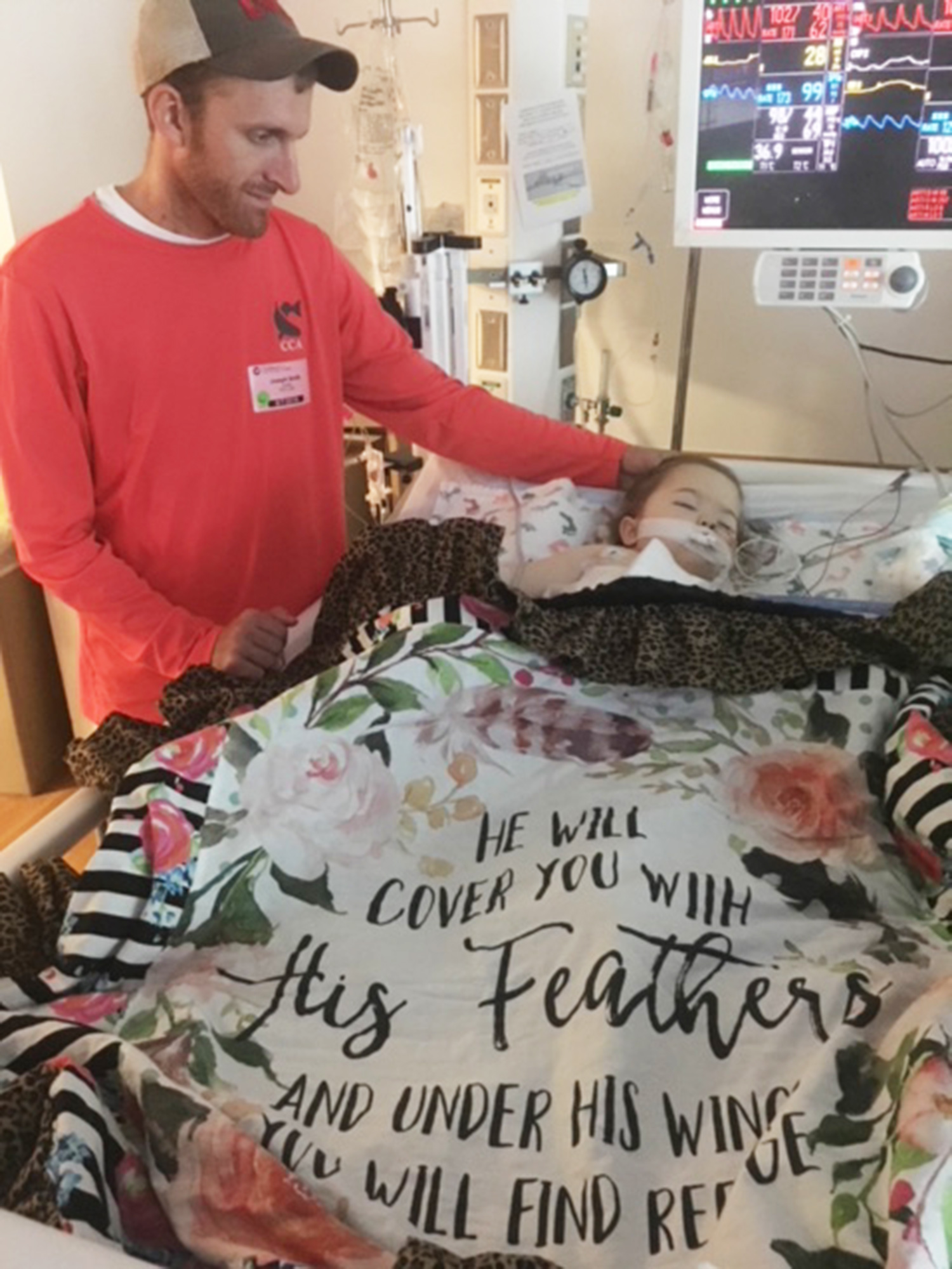 PHOTO: Lilah Joiner's liver donor, Joseph Smith, stands by Lilah after her liver transplant at UPMC Children's Hospital of Pittsburgh in 2018.