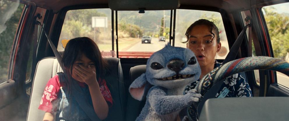 PHOTO: Maia Kealoha as Lilo, Stitch and Sydney Agudong as Nani in Disney’s live-action "Lilo & Stitch."