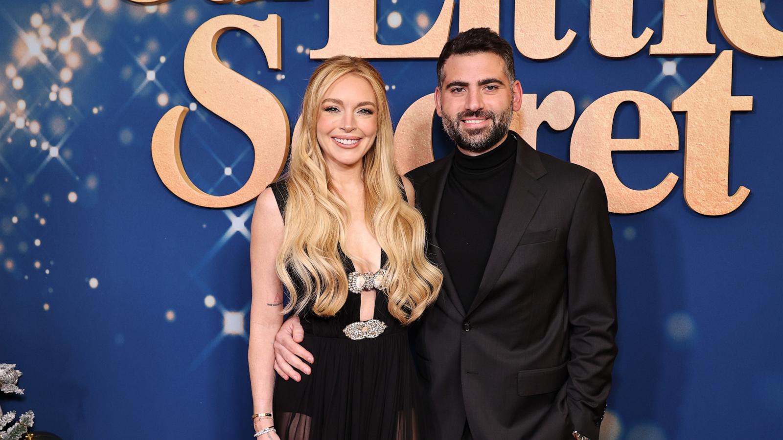 PHOTO: Lindsay Lohan and Bader Shammas attend the screening of Netflix's "Our Little Secret" at The Paris Theatre on November 18, 2024 in New York City.