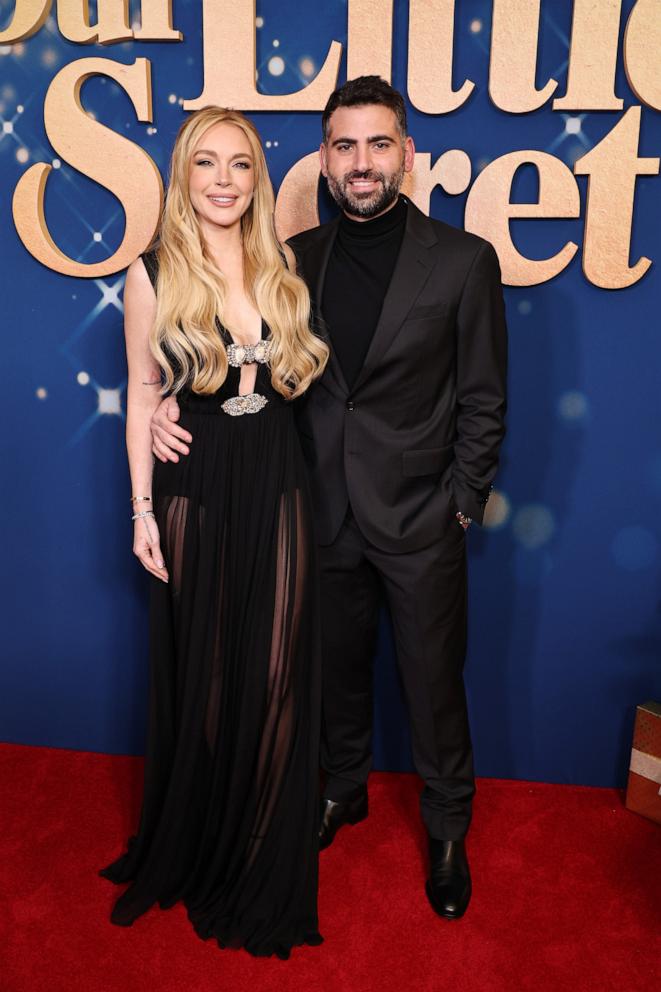 PHOTO: Lindsay Lohan and Bader Shammas attend the screening of Netflix's "Our Little Secret" at The Paris Theatre on November 18, 2024 in New York City.