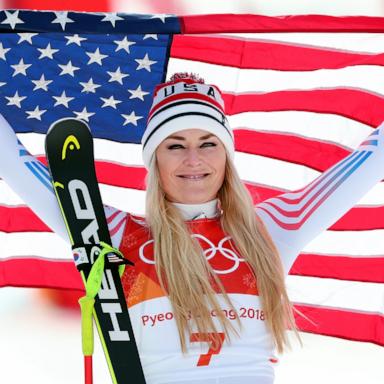 PHOTO: Bronze medallist Lindsey Vonn of the United States celebrates during the victory ceremony for the Ladies' Downhill on day 12 of the PyeongChang 2018 Winter Olympic Games at Jeongseon Alpine Centre on Feb. 21, 2018 in Pyeongchang-gun, South Korea.