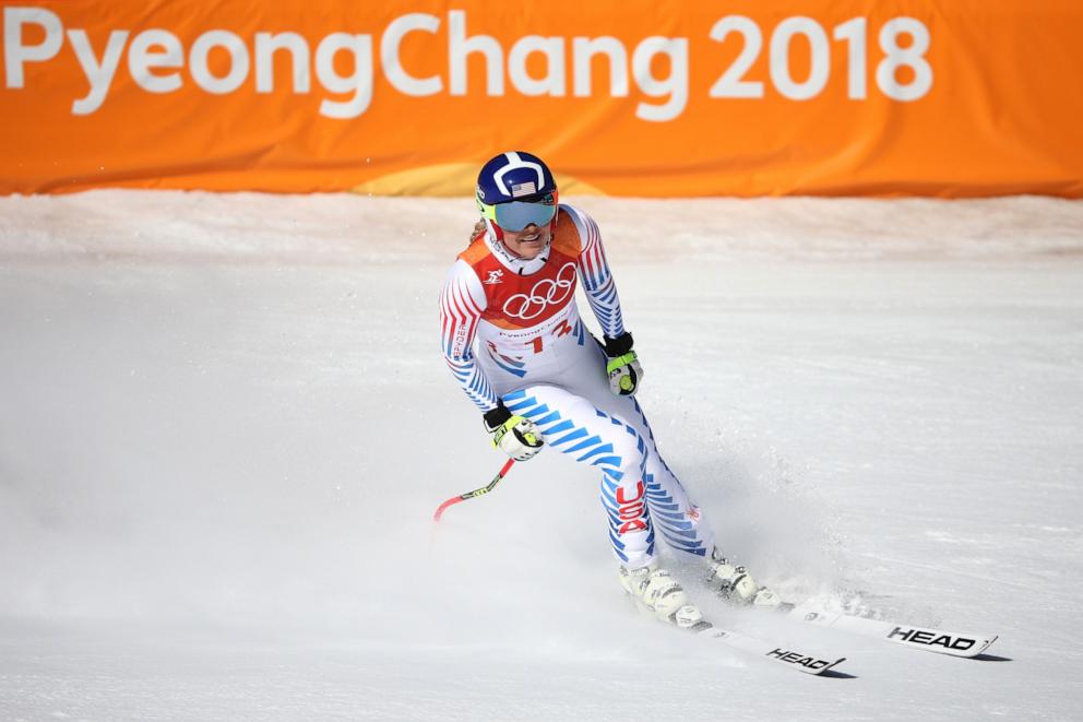 PHOTO: Lindsey Vonn of the United States reacts at the finish during the Ladies' Alpine Combined on day thirteen of the PyeongChang 2018 Winter Olympic Games at Yongpyong Alpine Centre on Feb. 22, 2018 in Pyeongchang-gun, South Korea. 