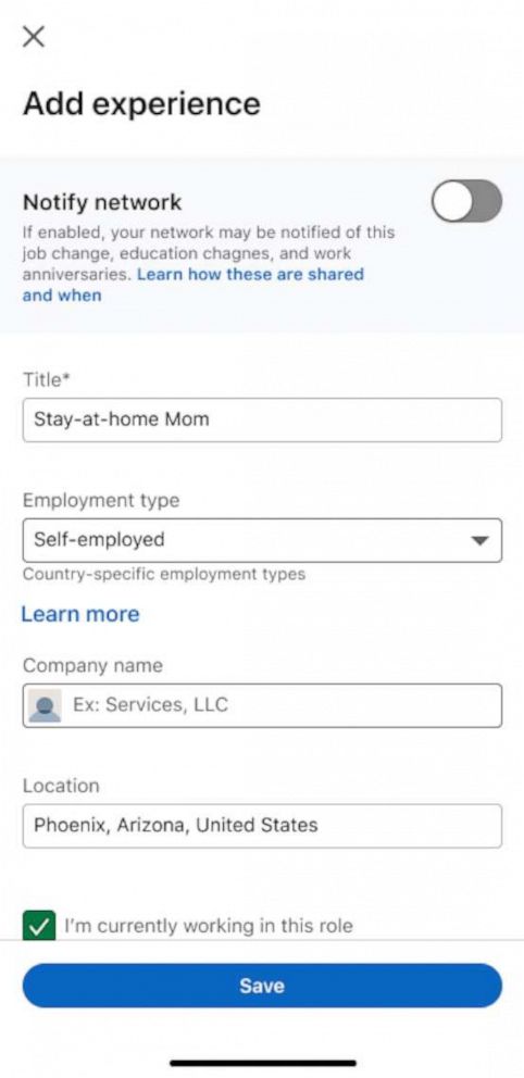 PHOTO: LinkedIn announced it will add options for parents to include "stay-at-home" titles to their resumes and add more details about career gaps.