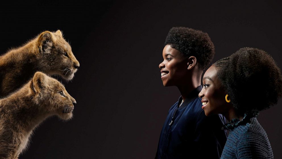 PHOTO: From top to bottom; JD McCrary and Shahadi Wright Joseph appear beside their "Lion King" characters, Simba and Nala, respectfully.