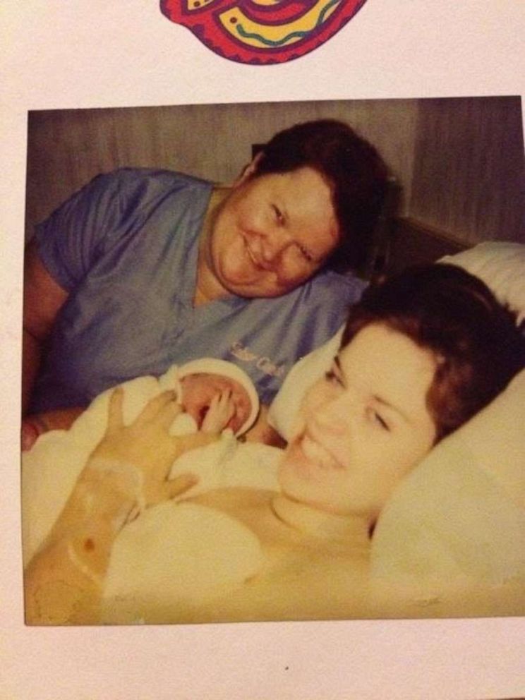 PHOTO: Lisa Jones with her mother shortly after giving birth to her daughter. 