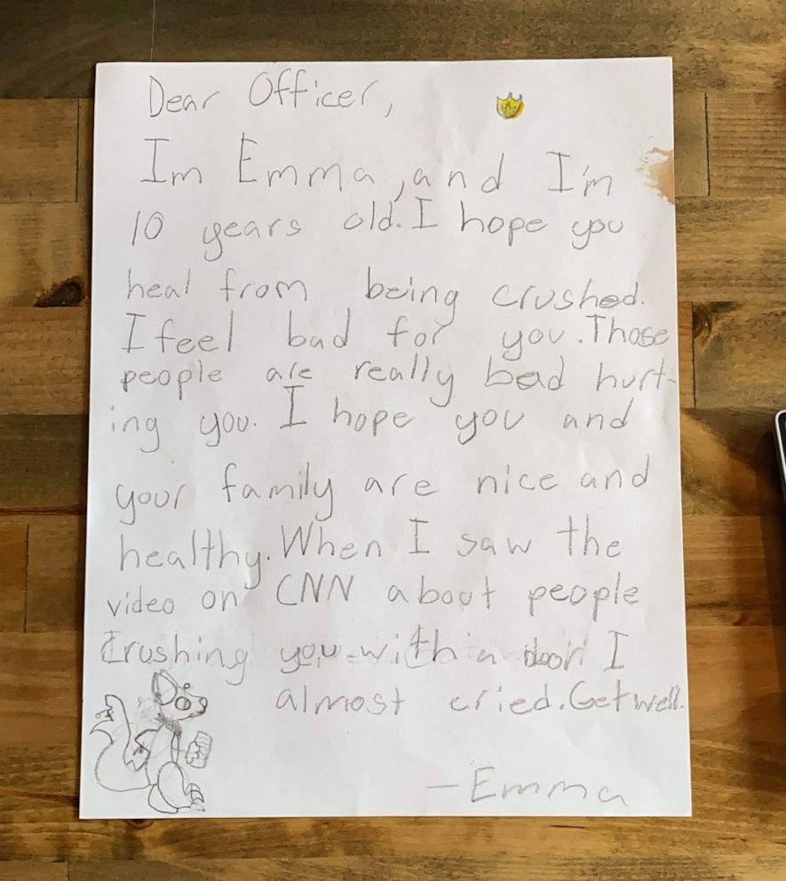 PHOTO: A little girl from Billings, Montana, named Emma Jablonski, 10, wrote a touching letter to an officer who responded to the violent siege at the U.S. Capitol. She has since received a response from the Metropolitan Police Department.