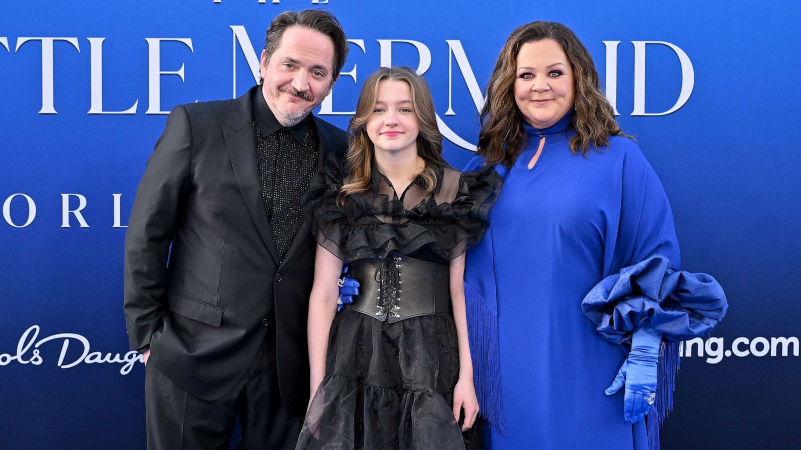 PHOTO: Ben Falcone, Vivian Falcone, and Melissa McCarthy attend the World Premiere of Disney's "The Little Mermaid" on May 8, 2023, in Hollywood, Calif.