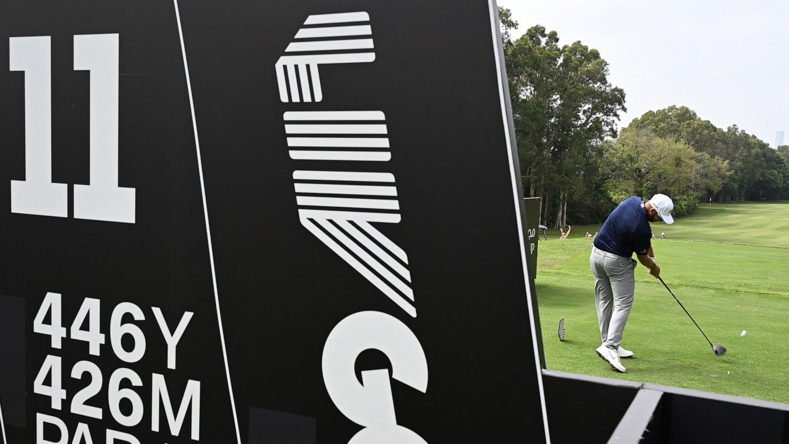 PHOTO: LIV team Southern Guards GC player Dean Burmester from South Africa hits a shot on day two of the LIV Golf tournament in Hong Kong,March 6, 2026.
