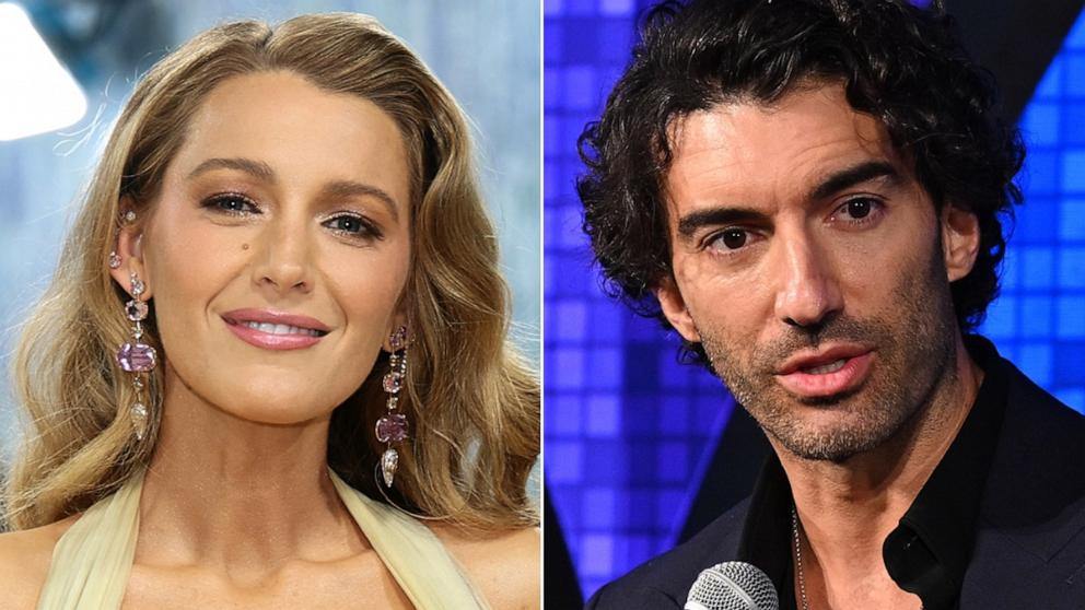 PHOTO: Blake Lively attends the 2026 Met Gala celebrating "Costume Art" at the Metropolitan Museum of Art, May 4, 2026, in New York. Justin Baldoni speaks onstage at the Vital Voices 12th Annual Voices of Solidarity Award, Dec. 9, 2024, in New York.