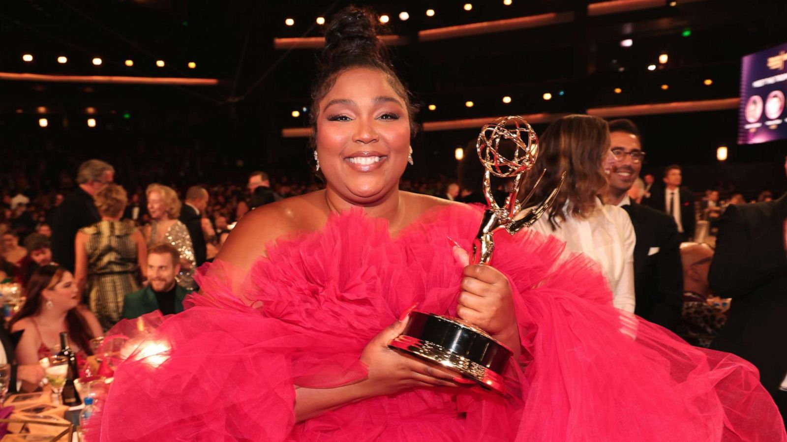 PHOTO: Lizzo holds her Emmy after winning Outstanding Competition Program for "Lizzo's Watch Out For The Big Grrrls" during the 74th Annual Primetime Emmy Awards in Los Angeles, Sept. 12, 2022.