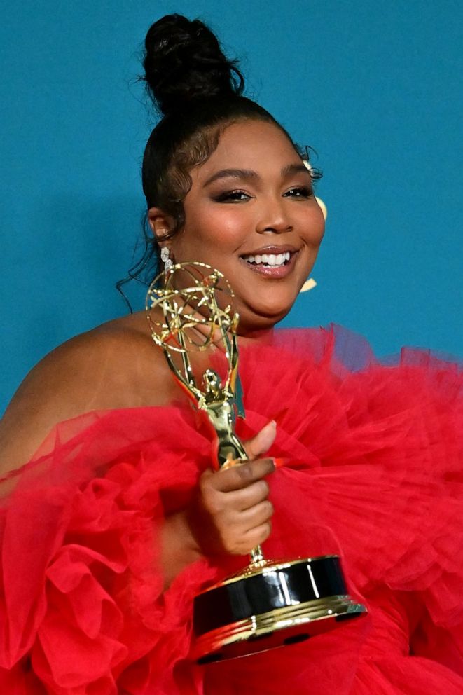 PHOTO: Lizzo holds her Emmy for Outstanding Competition Program for "Lizzo's Watch Out For the Big Grrrls" at the 74th Emmy Awards in Los Angeles, Sept. 12, 2022.