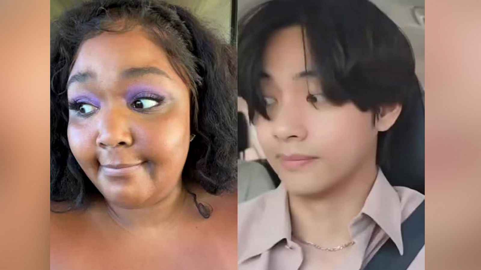 PHOTO: Lizzo and V from BTS dance to her song "About Damn Time," in an image taken from a video posted by Lizzo on TikTok.