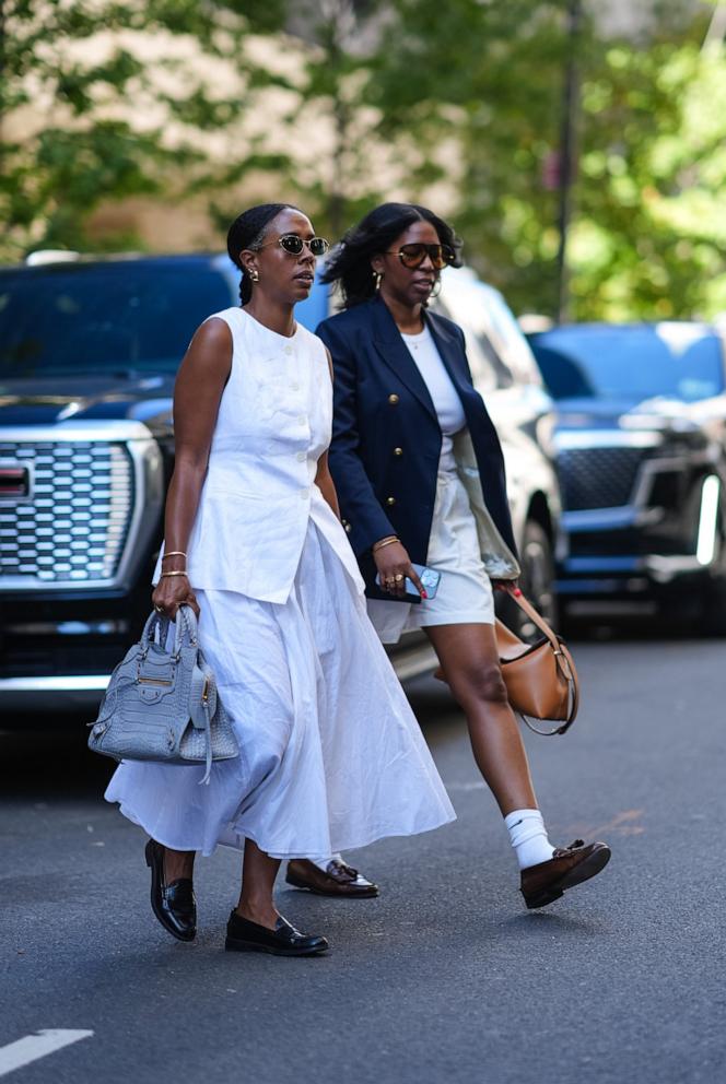 PHOTO: A guest outside Toteme, during New York Fashion Week, Sept. 10, 2024, in New York City.