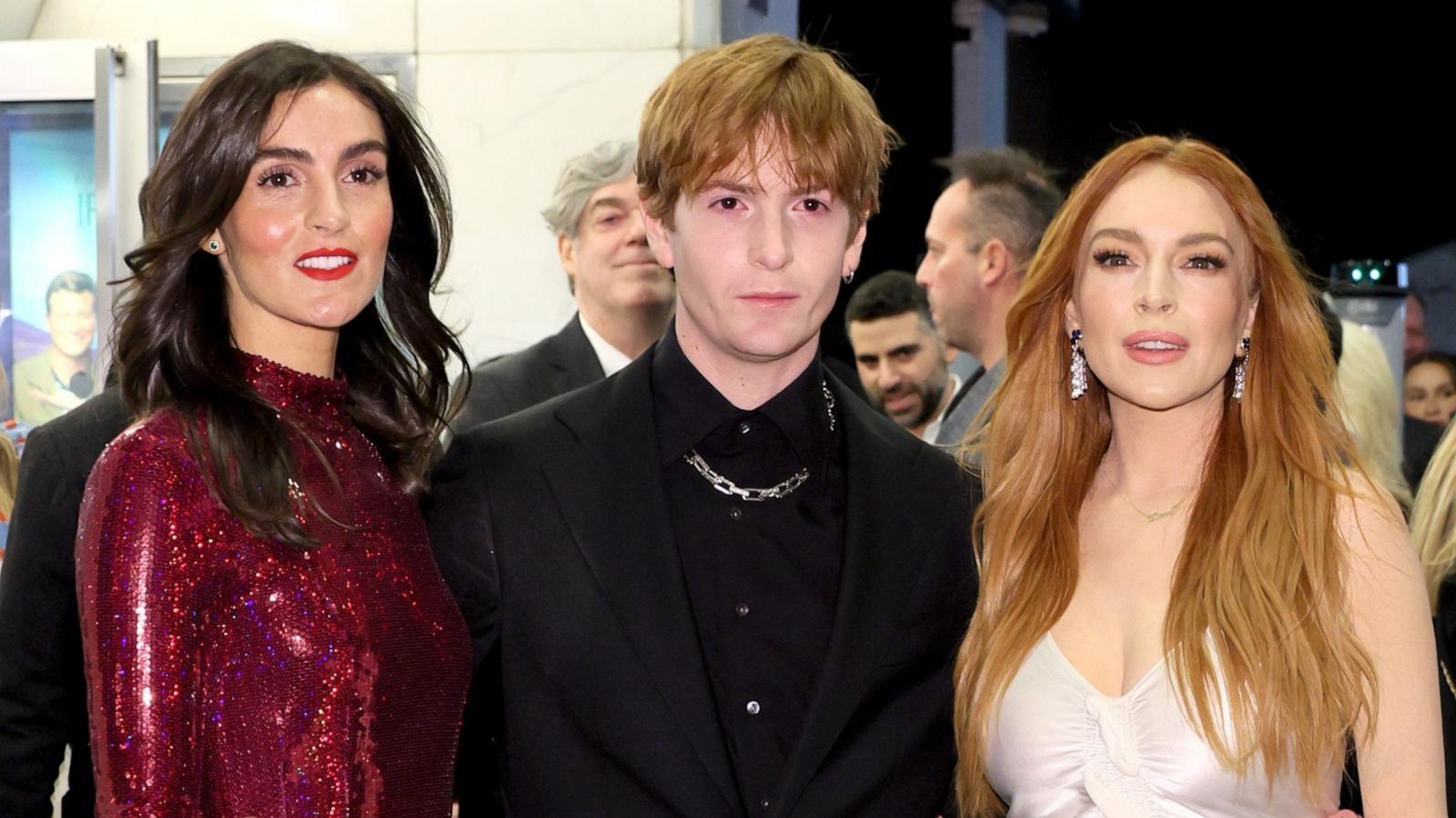 PHOTO: Aliana Lohan, Dakota Lohan and Lindsay Lohan attend the screening of Netflix's "Irish Wish" at Paris Theater on March 5, 2024 in New York City.