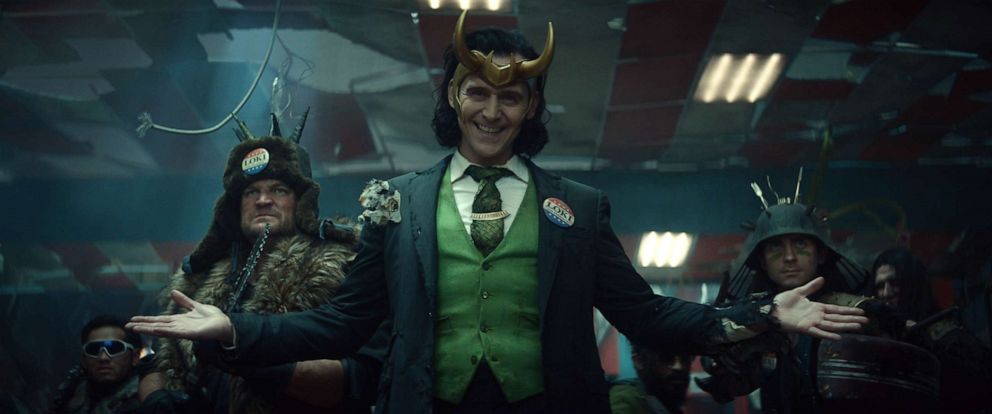 PHOTO: Tom Hiddleston, as Loki, center, in a scene from Marvel Studios' "Loki."