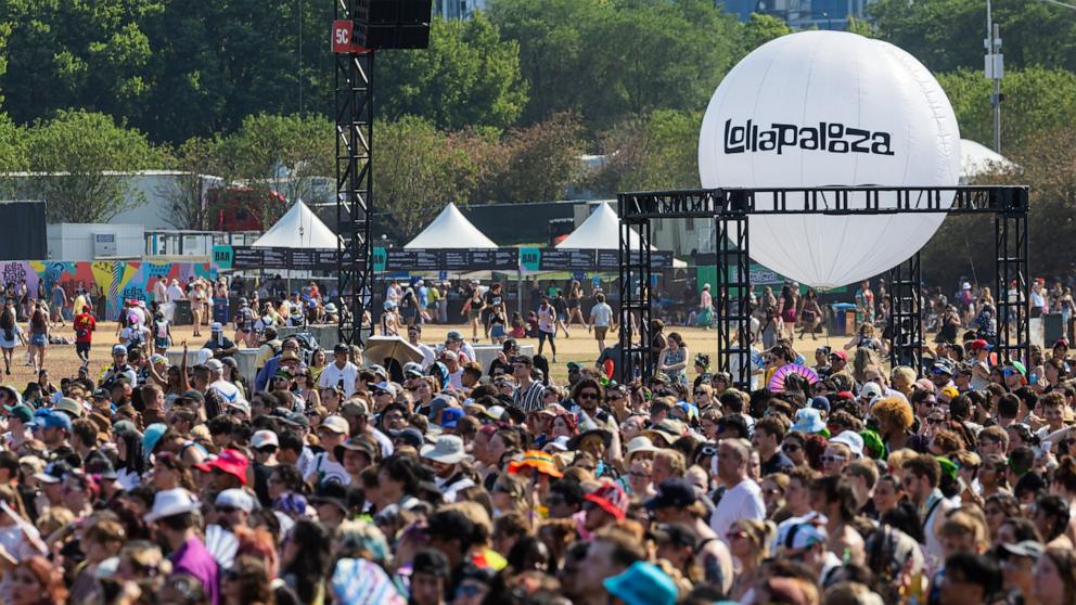 PHOTO: In this Aug. 4, 2024, file photo, the crowd at Lollapalooza is sohwn at Grant Park in Chicago.