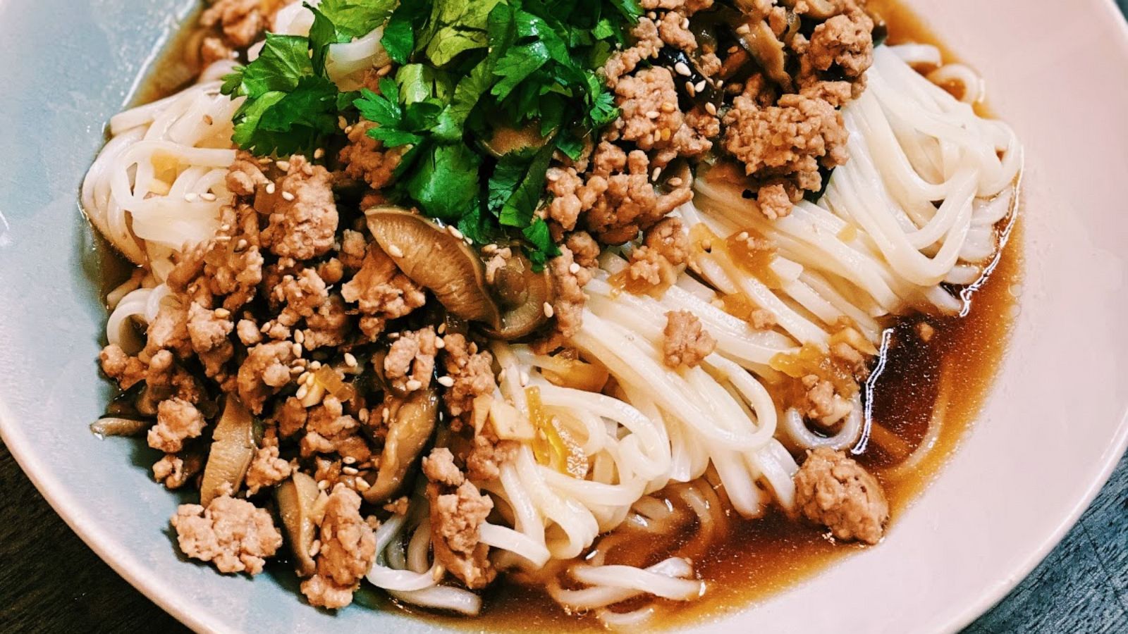 PHOTO: Longevity noodles with Taiwanese meat sauce for Lunar New Year.