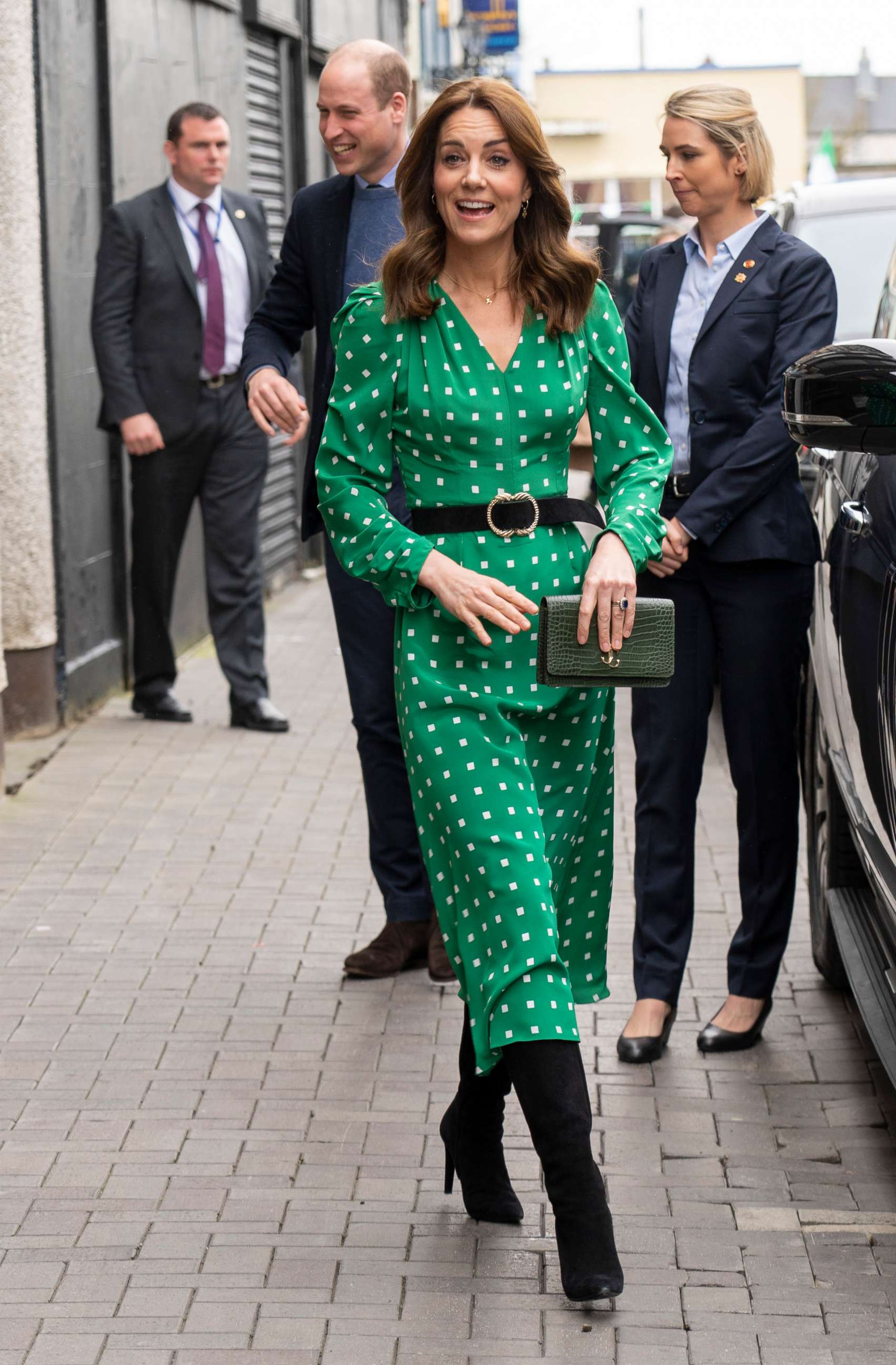 PHOTO: Catherine, Duchess of Cambridge arrive to visit a family-owned, traditional Irish pub in Galway city centre during day three of their visit to Ireland, March 5, 2020, in Galway, Ireland.