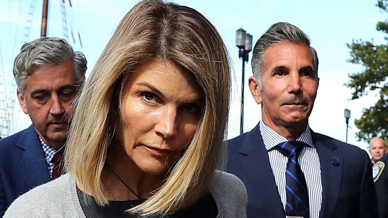 PHOTO: Lori Loughlin and her husband Mossimo Giannulli, at right, leave the John Joseph Moakley Courthouse in Boston, Aug. 27, 2019.