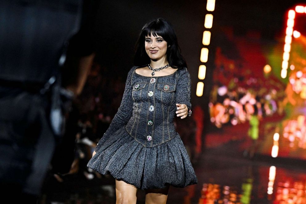 PHOTO: US-Cuban singer-songwriter Camila Cabello presents a creation for L'Oreal Paris during a show as part of the Paris Fashion Week Womenswear Spring/Summer 2024 in Paris, Oct. 1, 2023.