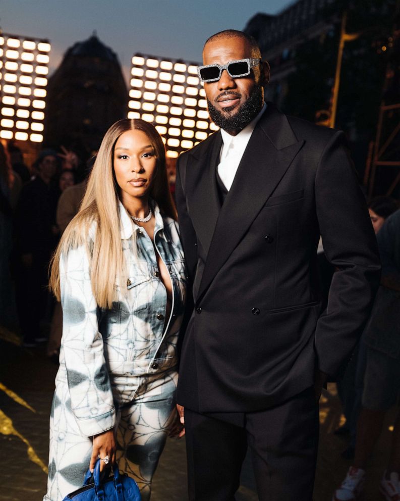 PHOTO: Savannah James and LeBron James attend the the Louis Vuitton Menswear Spring/Summer 2024 show as part of Paris Fashion Week on June 20, 2023 in Paris.
